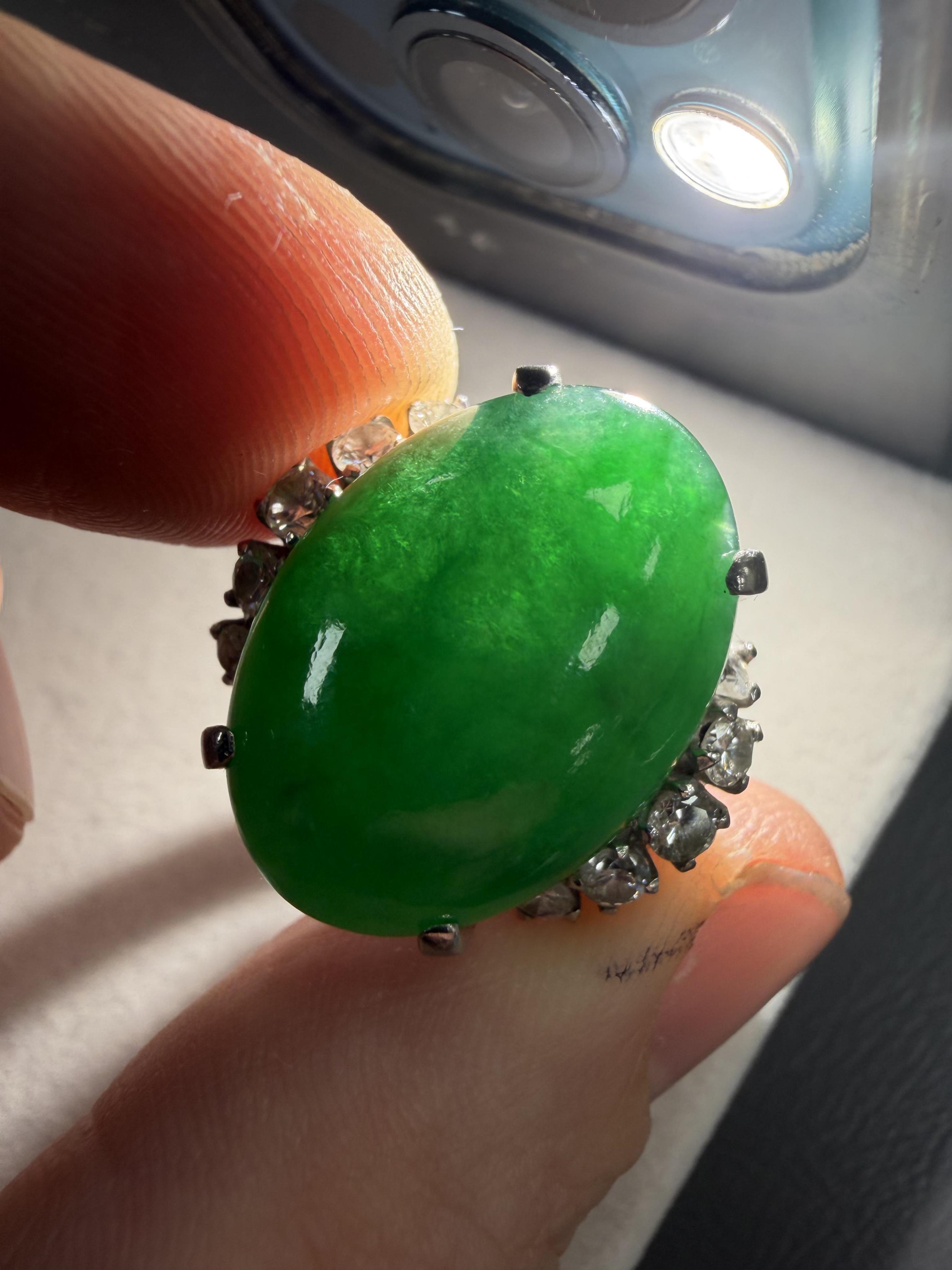 A jadeite and diamond ring, 1960s